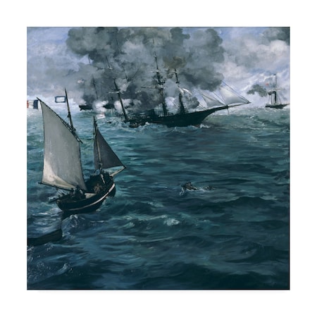 Trademark Fine Art Manet 'The Battle of the Kearsarge and the Alabama' Canvas Art, 18x18 AA01502-C1818GG
